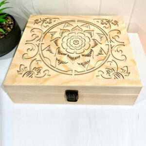 Essential Oil Box - Wood Carved Lotus Flower