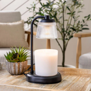Fluted Glass Black Candle Warmer Lamp